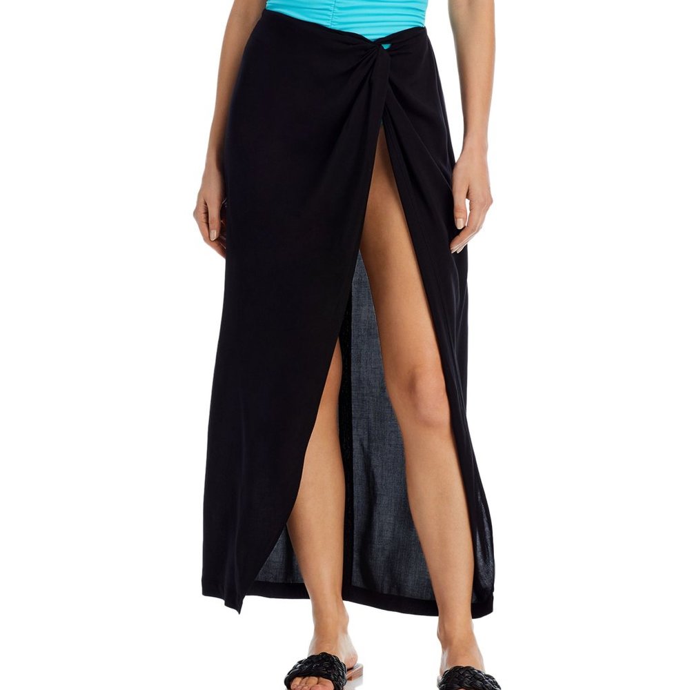 Aqua Swim Women's Sarong Beachwear Skirt Cover-Up Swimsuit Black M/L B4HP